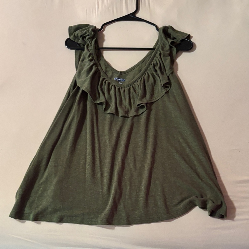 Old Navy Olive Ruffled Blouse